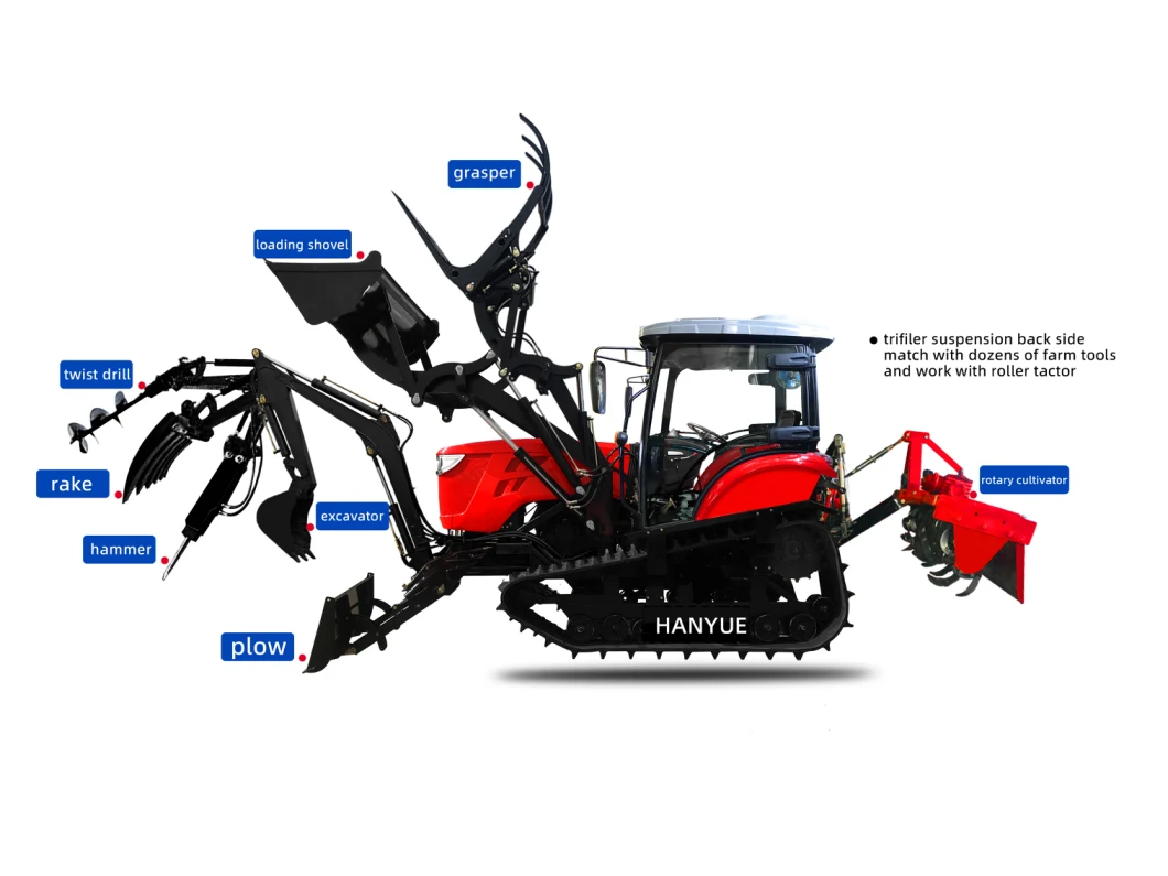 Mini Crawler Tractor 35HP Remote Control Farming Tractor Multi Function as Harvester Cultivator Fertilizer Sowing Machine Sprayer and Others