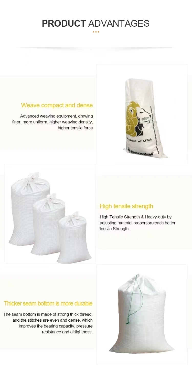 Factory Laminated Packaging 50kg Sack Packing Grain Rice Potato Flour Sugar Fertilizer Seed Feed Maize Transparent PP Woven Bag