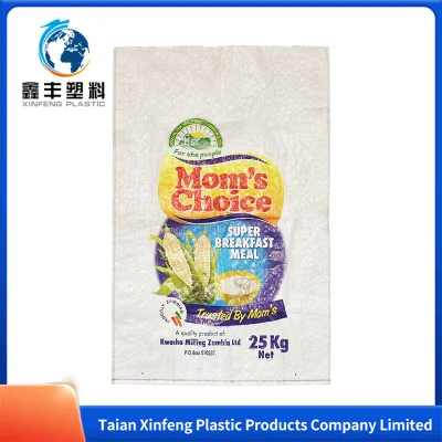Imballaggio in tessuto PP da 10 kg, sacchetto per imballaggio di riso trasparente laminato BOPP stampato personalizzato per uso alimentare