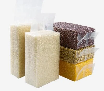 Sacchetti sottovuoto per imballaggio di riso in nylon goffrato PE, sacchetti di plastica sigillabili sottovuoto in rilievo